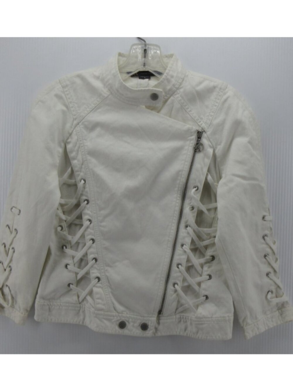Armani Exchange Off-White Lace-Up Moto Jacket